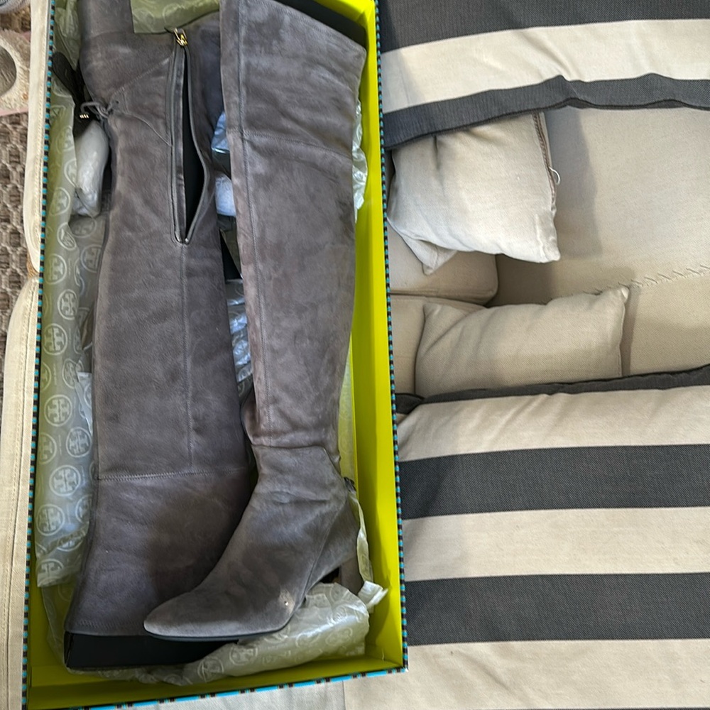 NWT Gray 8.5 Tory Burch Over the knee Boots
